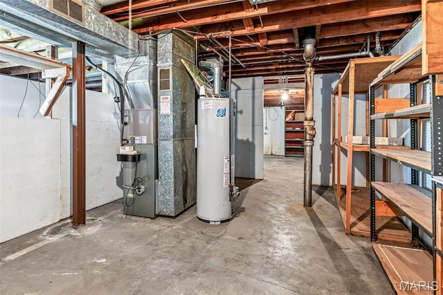 8907 Spur Ln, Saint Louis, MO 63121 - unfinished basement with gas water heater and heating unit