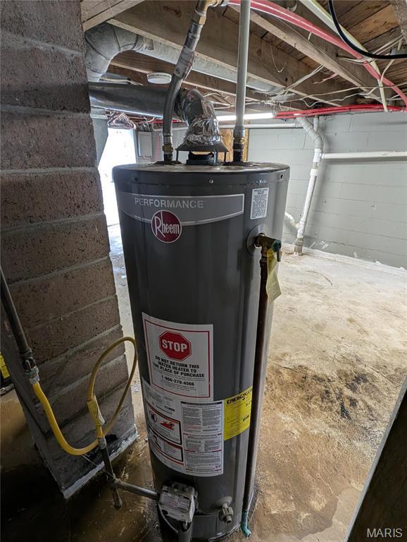 utility room with gas water heater