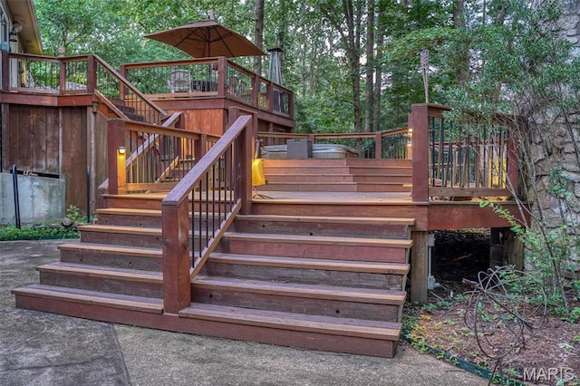 wooden terrace with stairs