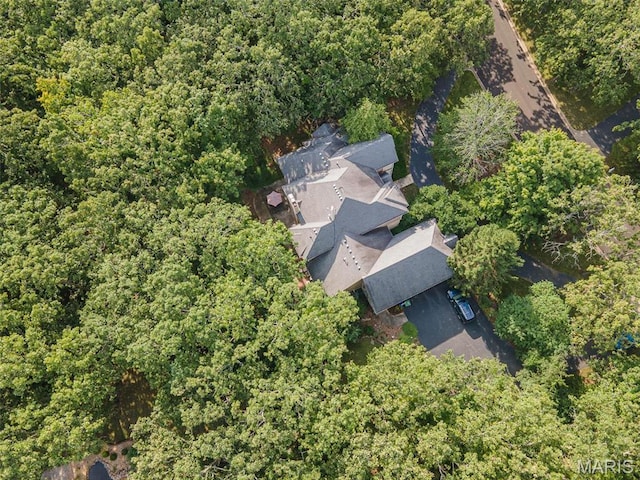 aerial view of a heavily wooded area
