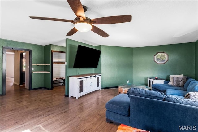 6639 Gladel Dr, Waterloo, IL 62298 - living area featuring healthy amount of natural light, wood finished floors, and a ceiling fan