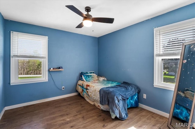 6639 Gladel Dr, Waterloo, IL 62298 - bedroom with wood finished floors and a ceiling fan