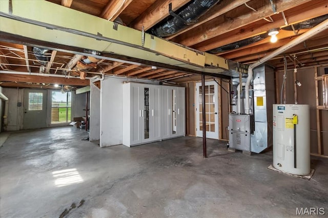 6639 Gladel Dr, Waterloo, IL 62298 - basement with electric water heater and heating unit