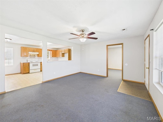 710 W Jefferson Ave, Conway, MO 65632 - unfurnished living room featuring baseboards and ceiling fan