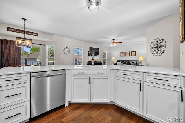 515 Country Chase Dr, Lake St Louis, MO 63367 - kitchen featuring dishwasher, a sink, light countertops, and white cabinets