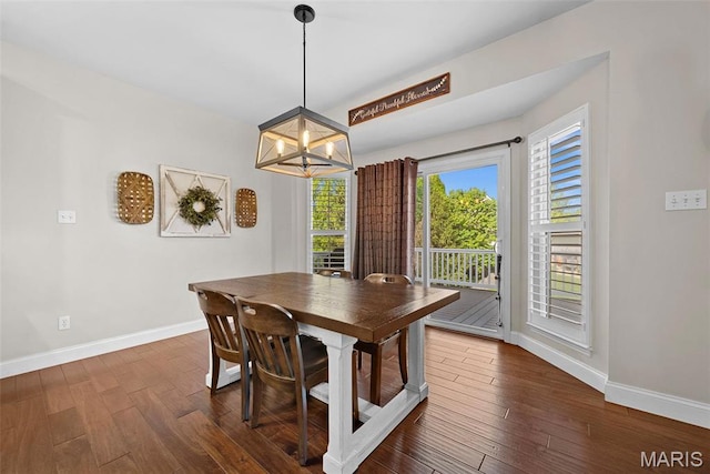 515 Country Chase Dr, Lake St Louis, MO 63367 - dining room with baseboards, a chandelier, and dark wood-style floors