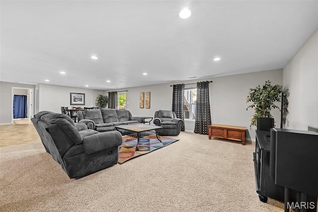 515 Country Chase Dr, Lake St Louis, MO 63367 - living room with recessed lighting, light carpet, and baseboards