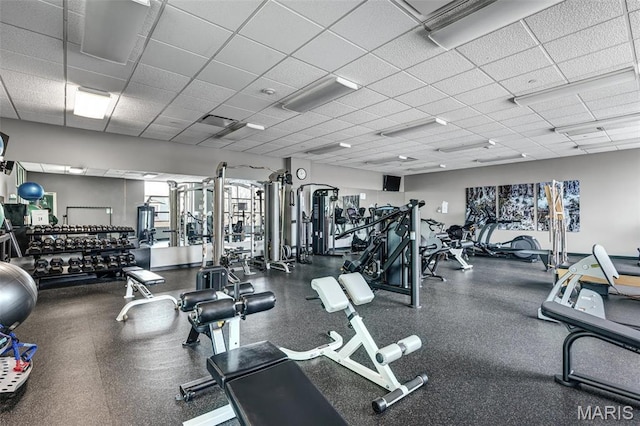 8025 Maryland Ave Unit 2H, Saint Louis, MO 63105 - workout area with a paneled ceiling