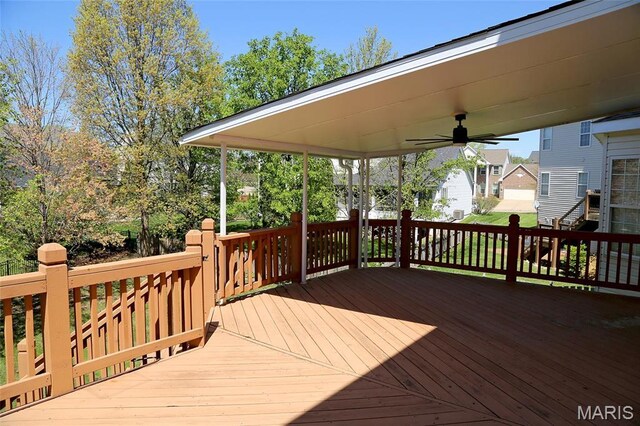 deck featuring ceiling fan