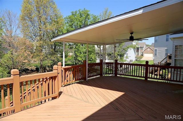 deck featuring ceiling fan