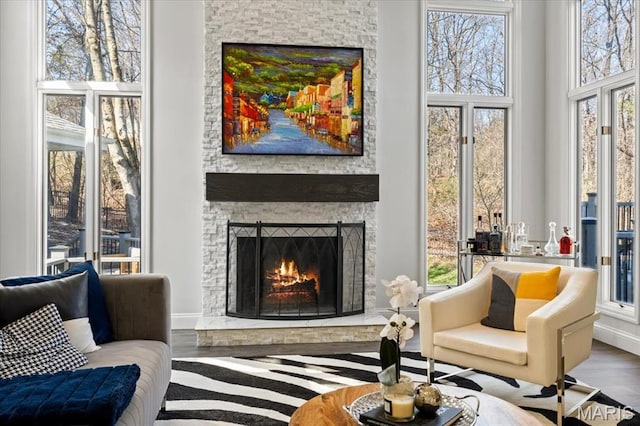 1909 Shepard Rd, Wildwood, MO 63038 - living area featuring a fireplace and wood finished floors