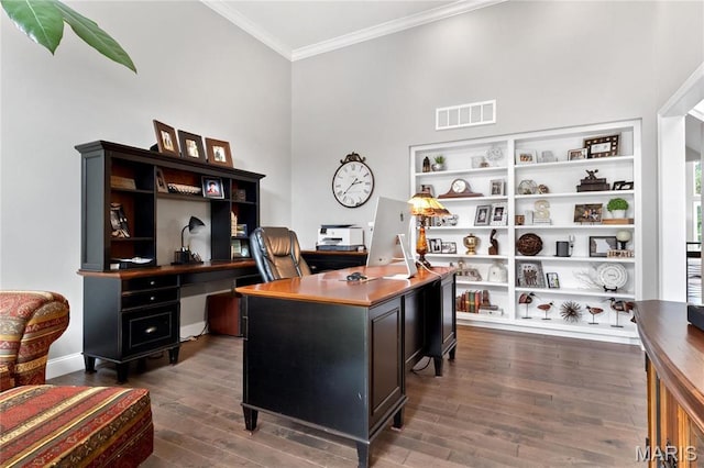 13552 Weston Park Dr, Saint Louis, MO 63131 - office space featuring ornamental molding and dark wood-style flooring