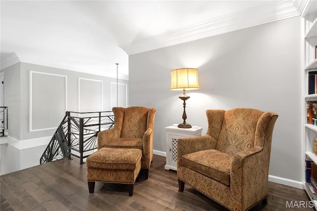 13552 Weston Park Dr, Saint Louis, MO 63131 - sitting room with crown molding, an upstairs landing, wood finished floors, and baseboards