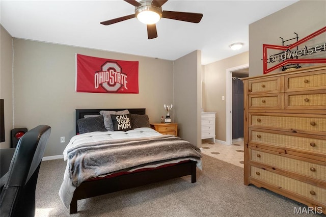 13552 Weston Park Dr, Saint Louis, MO 63131 - bedroom with light carpet, ceiling fan, and baseboards