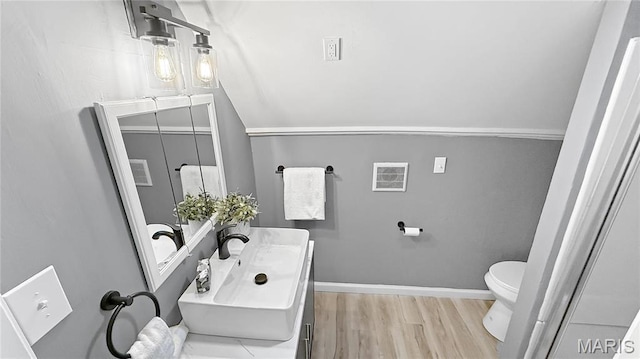 4411 Nelson Dr, Saint Louis, MO 63121 - bathroom featuring wood finished floors, a sink, toilet, and baseboards