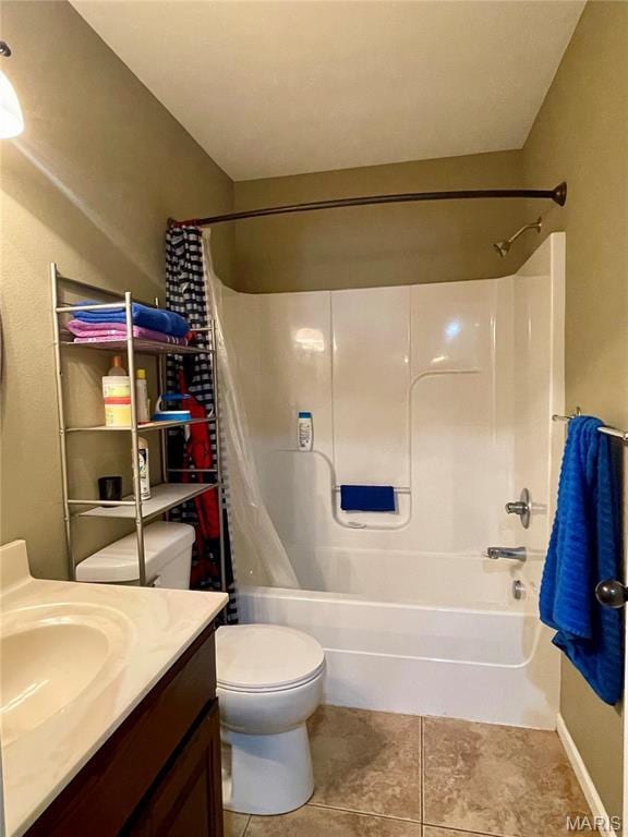 22880 Return Ln, Waynesville, MO 65583 - bathroom with toilet, shower / tub combo with curtain, vanity, and tile patterned flooring
