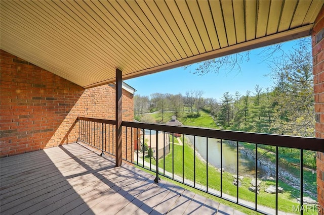deck with a water view