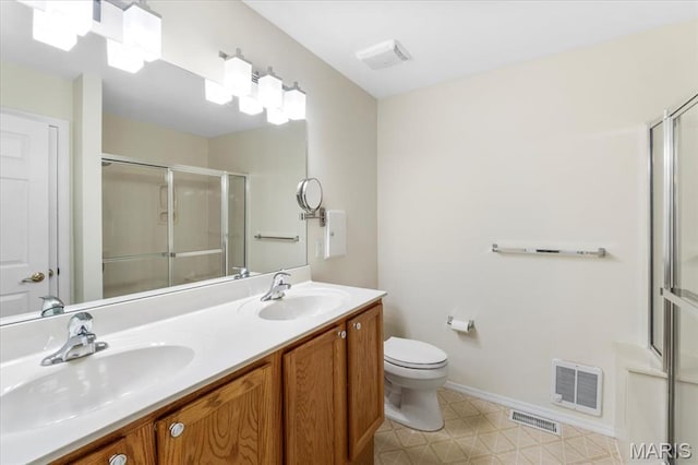 1136 Arbor Place Dr, Manchester, MO 63088 - bathroom featuring a shower with shower door and double vanity
