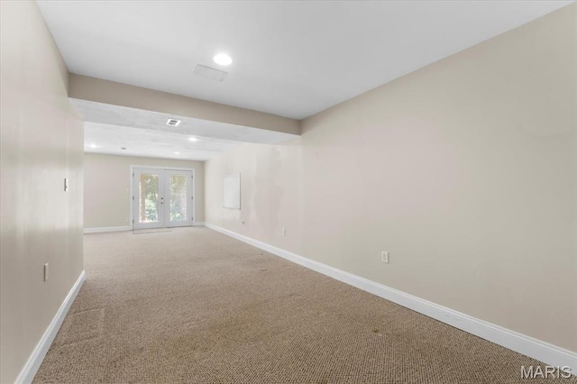 1136 Arbor Place Dr, Manchester, MO 63088 - empty room featuring carpet, french doors, and recessed lighting