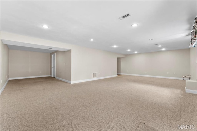 1136 Arbor Place Dr, Manchester, MO 63088 - below grade area featuring carpet flooring and recessed lighting
