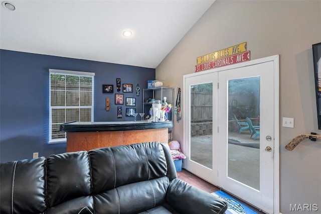 831 Diversey Dr, Saint Louis, MO 63126 - bar with lofted ceiling and wood finished floors