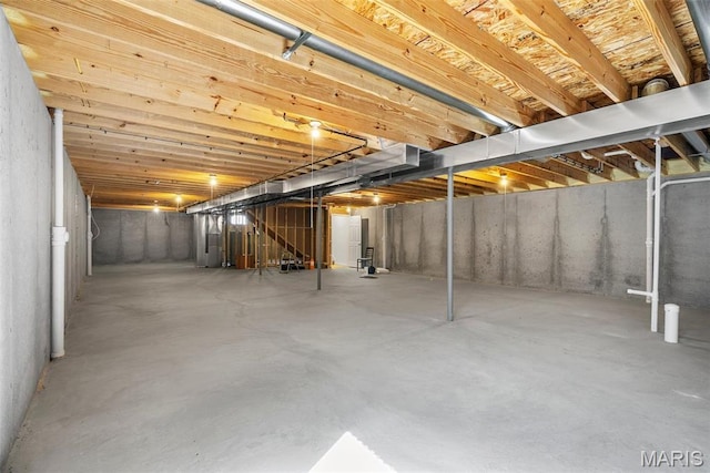 view of unfinished below grade area