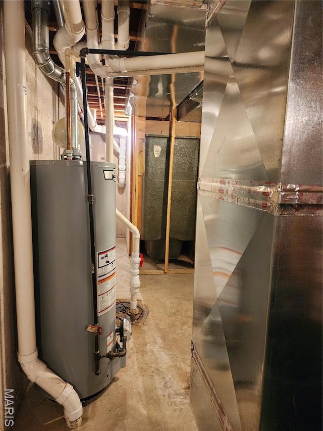 utilities featuring gas water heater and heating unit