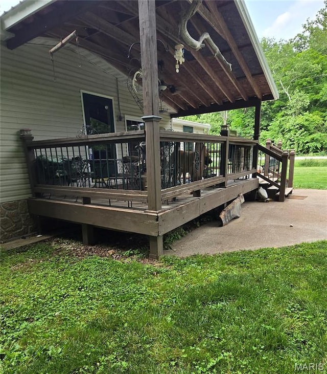 119 Bethel Rd, Hawk Point, MO 63349 - wooden terrace with a yard
