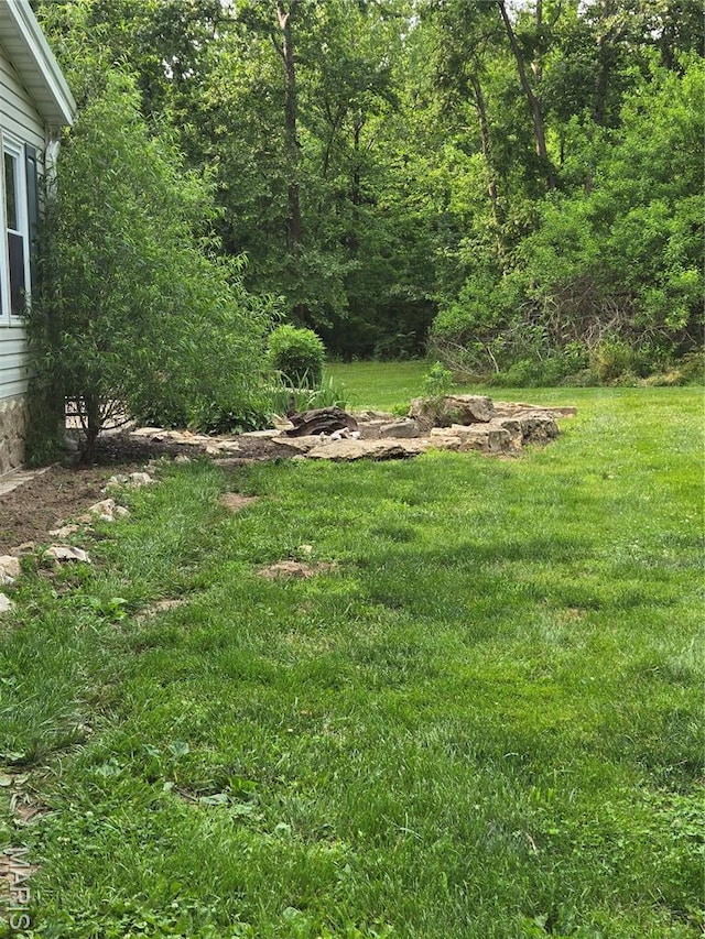 119 Bethel Rd, Hawk Point, MO 63349 - view of grassy yard featuring a forest view
