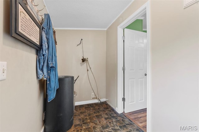 119 Bethel Rd, Hawk Point, MO 63349 - hall with ornamental molding, baseboards, and a textured ceiling