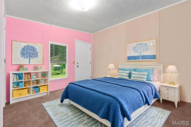 119 Bethel Rd, Hawk Point, MO 63349 - carpeted bedroom with a textured ceiling and crown molding
