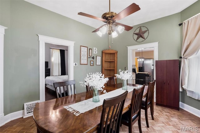 528 Hillsboro Ave, Edwardsville, IL 62025 - dining room featuring ceiling fan and baseboards