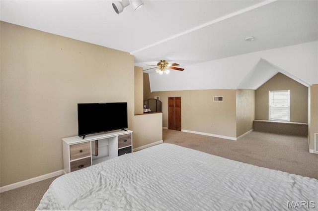 528 Hillsboro Ave, Edwardsville, IL 62025 - carpeted bedroom with baseboards, a ceiling fan, and lofted ceiling