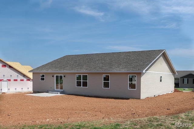 201 Ariel Ct, Desloge, MO 63601 - rear view of property featuring roof with shingles and a patio