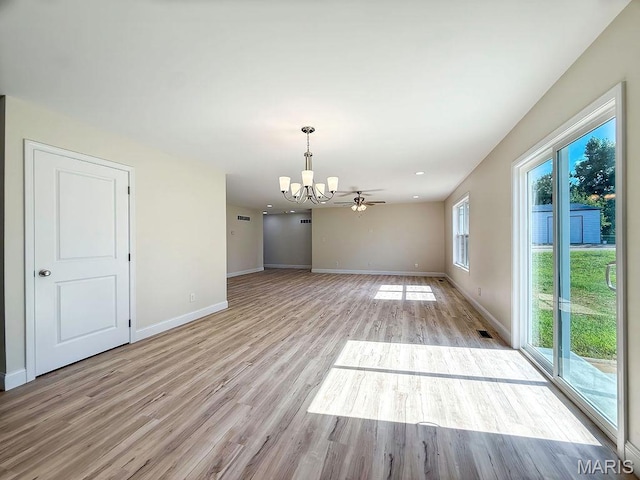 201 Ariel Ct, Desloge, MO 63601 - spare room with a chandelier and light wood-style flooring