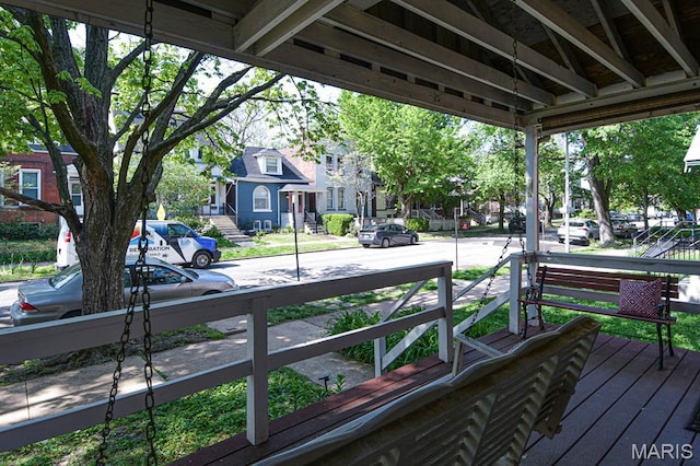 4207 Connecticut St, Saint Louis, MO 63116 - wooden deck with a residential view and covered porch