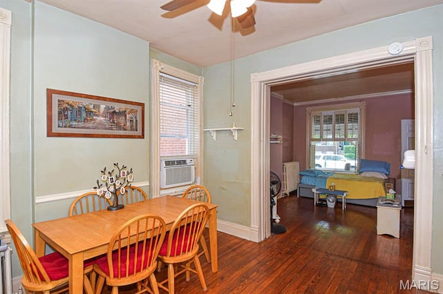 4207 Connecticut St, Saint Louis, MO 63116 - dining space featuring a ceiling fan, hardwood / wood-style floors, cooling unit, and healthy amount of natural light