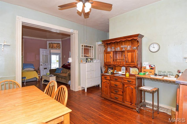4207 Connecticut St, Saint Louis, MO 63116 - dining area with ceiling fan and dark wood finished floors
