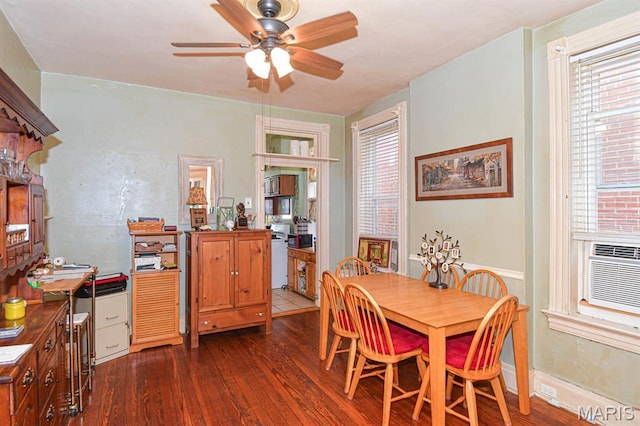 4207 Connecticut St, Saint Louis, MO 63116 - dining space featuring a ceiling fan and dark wood-type flooring