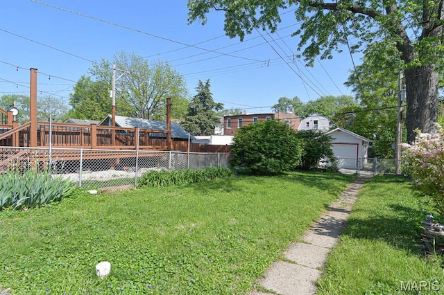 4207 Connecticut St, Saint Louis, MO 63116 - view of yard featuring a deck and a garage