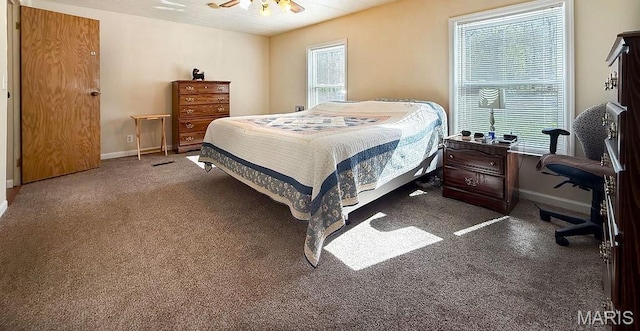 8325 Maple Ln, Dittmer, MO 63023 - bedroom with carpet floors, baseboards, and a ceiling fan
