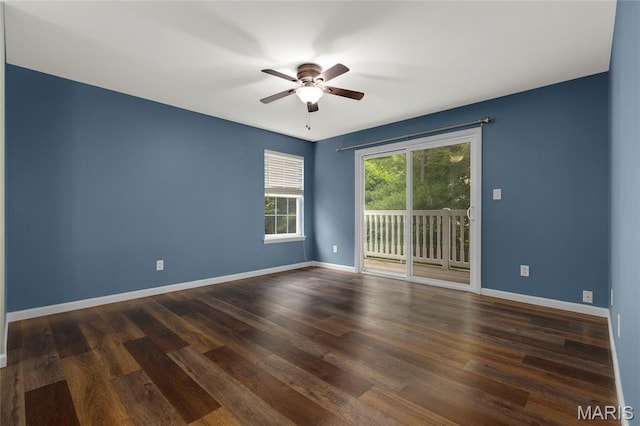 9744 Bexley Station Dr Unit F, Saint Louis, MO 63123 - unfurnished room featuring a ceiling fan and dark wood finished floors
