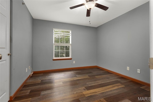 9744 Bexley Station Dr Unit F, Saint Louis, MO 63123 - unfurnished room featuring dark wood-style flooring and a ceiling fan