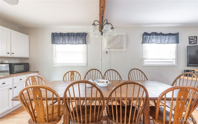 1109 Pawnee Dr, Cuba, MO 65453 - dining room featuring healthy amount of natural light, a chandelier, and light wood-type flooring