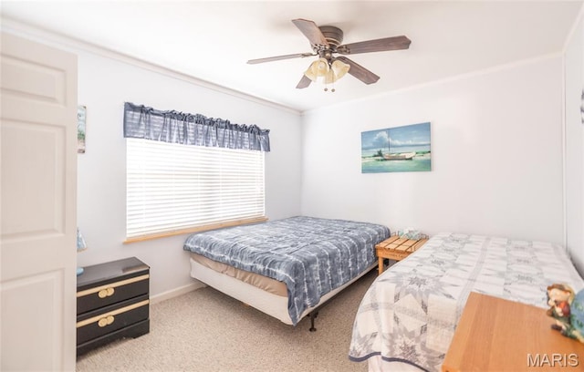 1109 Pawnee Dr, Cuba, MO 65453 - carpeted bedroom featuring ceiling fan and ornamental molding