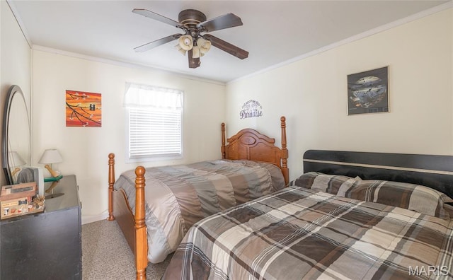 1109 Pawnee Dr, Cuba, MO 65453 - bedroom featuring carpet flooring, ornamental molding, and a ceiling fan