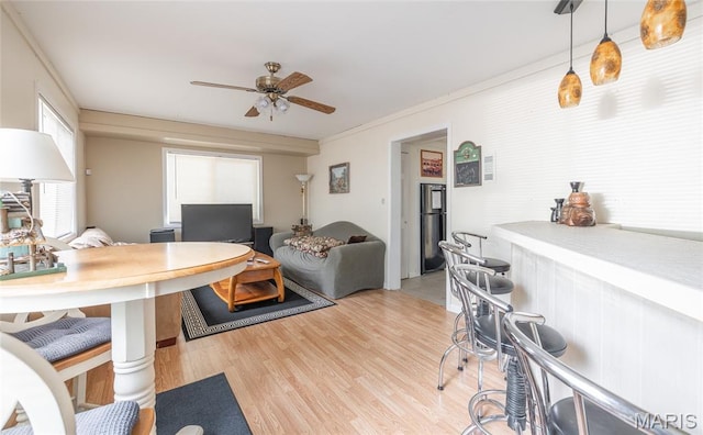 1109 Pawnee Dr, Cuba, MO 65453 - living room featuring a ceiling fan and light wood-type flooring