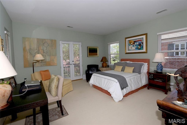 7788 Pershing Ave, Clayton, MO 63105 - bedroom featuring access to outside, french doors, and carpet flooring