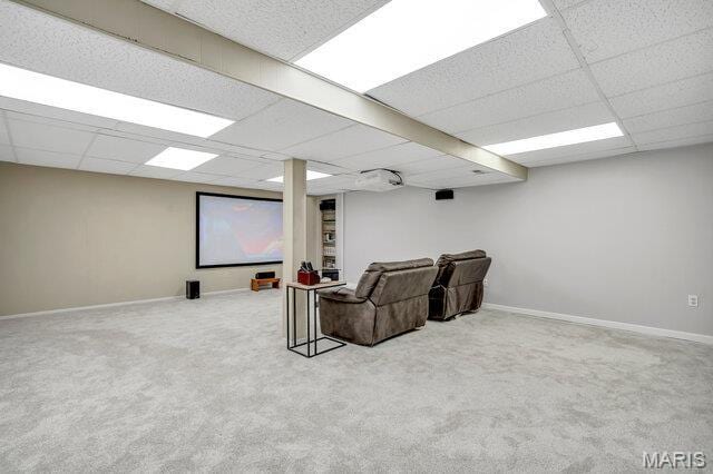 433 Snipes Dr, Saint Charles, MO 63303 - carpeted home theater with a paneled ceiling and baseboards
