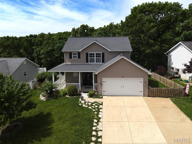 2122 Birchwood Dr, Barnhart, MO 63012 - traditional-style house with a porch, driveway, and an attached garage